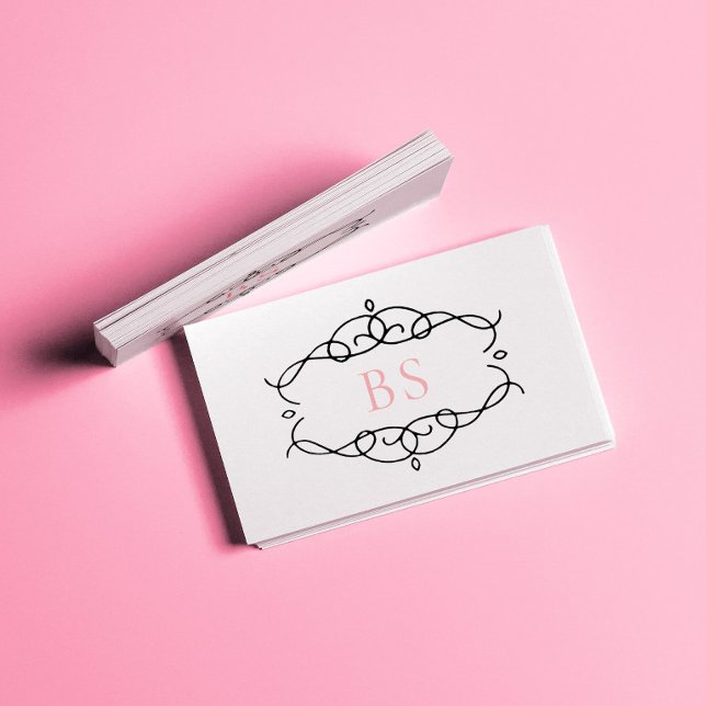 Cartão De Visita Monograma de Quadro Preto de Boho Elegante Moderno (Criador carregado)