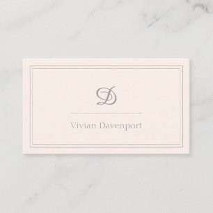 Cartão De Visita Monograma de Script Cor-de-Rosa   Minimalista