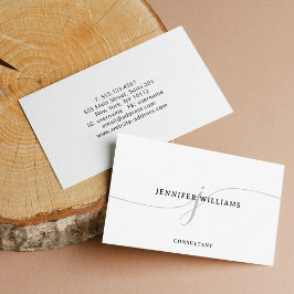 Cartão De Visita Monograma de Script de Cinza Negra Minimalista Ele