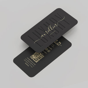 Cartão De Visita Monograma de Script de Luxo Moderno Elegante Doura