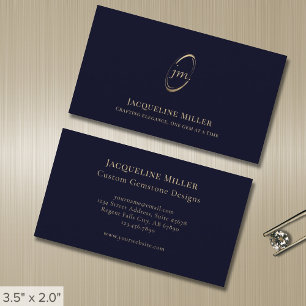 Cartão De Visita Monograma de Script Elegante Moderno Simples