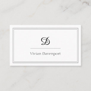 Cartão De Visita Monograma de Script Minimalista