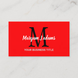Cartão De Visita Monograma de Script Moderno (Código QR) Vermelho C