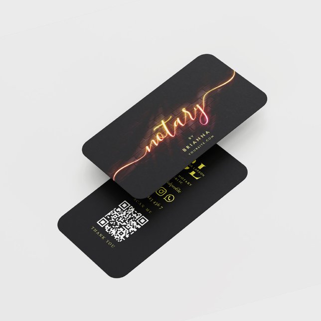 Cartão De Visita Monograma de Script Público Notório QR (Criador carregado)