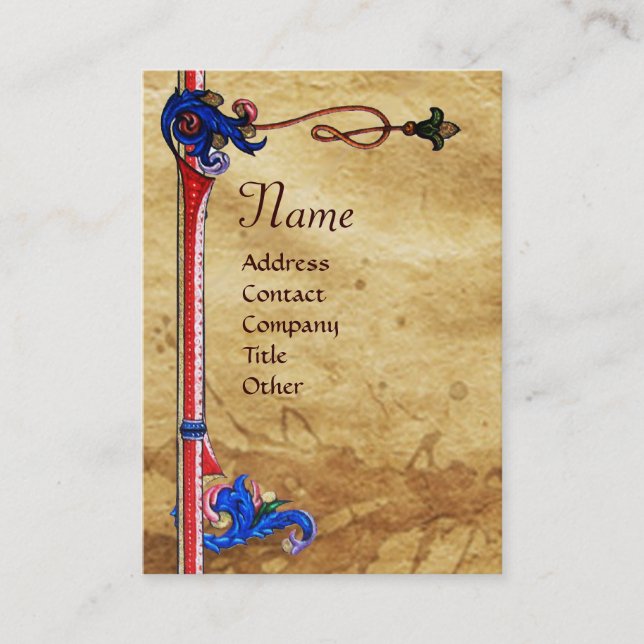 CARTÃO DE VISITA MONOGRAMA DE SEAL VERMELHO ANTIGO FLORENTINE PARCH (Frente)