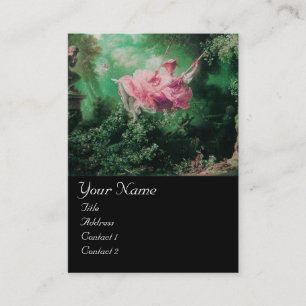 Cartão De Visita MONOGRAMA DE SWING,Fúchsia Rosa Verde Preta