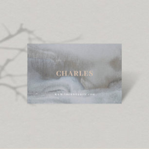 Cartão De Visita Monograma de Textura Simples e Ruidosa de cinza