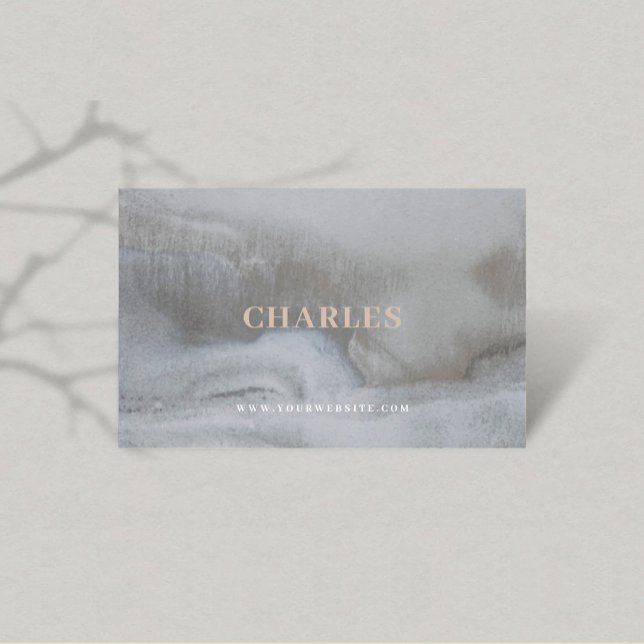 Cartão De Visita Monograma de Textura Simples e Ruidosa de cinza (Criador carregado)