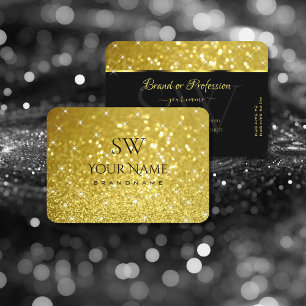 Cartão De Visita Monograma de Trendy Estrelas Luminosas Douradas de