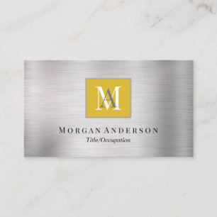 Cartão De Visita Monograma DIY Nome Branco/Cinza, Dourado e Prata
