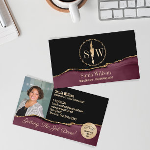 Cartão De Visita Monograma do Agente de Assinatura de Empréstimo No