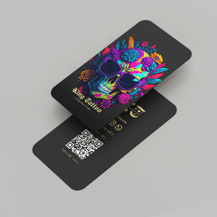 Cartão De Visita Monograma do Artista de Tatuagem Moderna Dourado