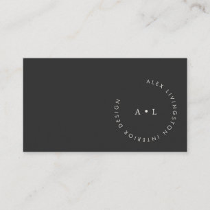 Cartão De Visita Monograma do Círculo Branco Moderno Minimalista