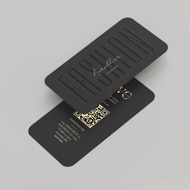 Cartão De Visita Monograma do Designer de Moda Moderna Dourado (Modern Fashion Designer Monogram Black Gold Business Card
)