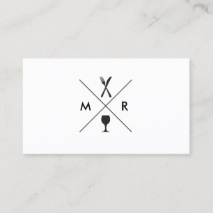 Cartão De Visita MONOGRAMA DO LOGOTIPO DA FORK & KNIFE em BRANCO