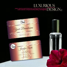 Cartão De Visita Monograma do logotipo Glamor com brilho Dourado ro