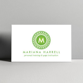 Cartão De Visita MONOGRAMA DO LOGOTIPO VERDE SUN para YOGA STUDIO, 