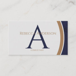 Cartão De Visita Monograma do Marinho moderno, Dourado e Cinza