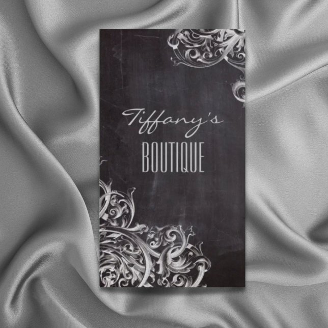 Cartão De Visita monograma do país francês chalkboard de fazenda (farmhouse chalkboard french country monogrammed business card)