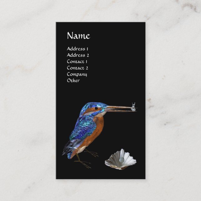 Cartão De Visita MONOGRAMA DO PEIXE, Azul Elétrico, Preto (Frente)