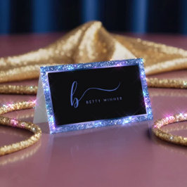 Cartão De Visita Monograma do Quadro Real de Largura Azul de Luxo