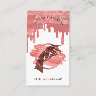 Cartão De Visita Monograma do Script Salon de Manicure de Arte com