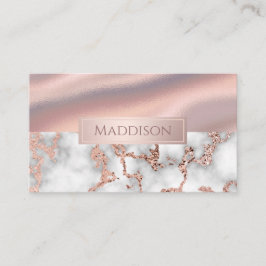 Cartão De Visita Monograma do Shimmer Foil do Marble Shimmer, Rosa 