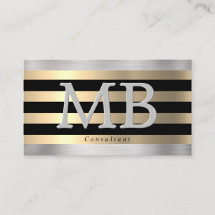 Cartão De Visita Monograma, Dourado de aço escovado,  de Yel, lâmin