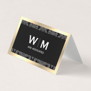 Cartão De Visita Monograma Dourado de Borda