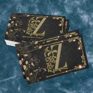 Cartão De Visita Monograma Dourado Elegante