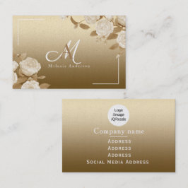 Cartão De Visita Monograma Dourado Elegante