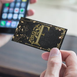 Cartão De Visita Monograma Dourado Elegante de Boutique Monograma