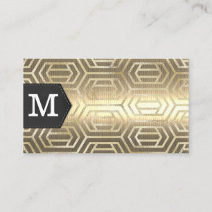 Cartão De Visita Monograma Dourado metal Folha de ouro Geométric