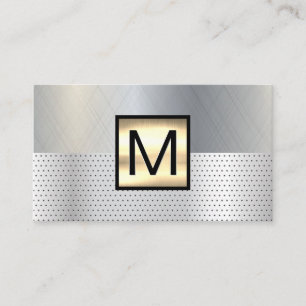 Cartão De Visita Monograma Dourado Metálico  Antecedentes perfurad