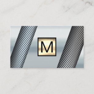Cartão De Visita Monograma Dourado Metálico Perfurado