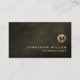 Cartão De Visita Monograma Dourado mínimo de luxo preto