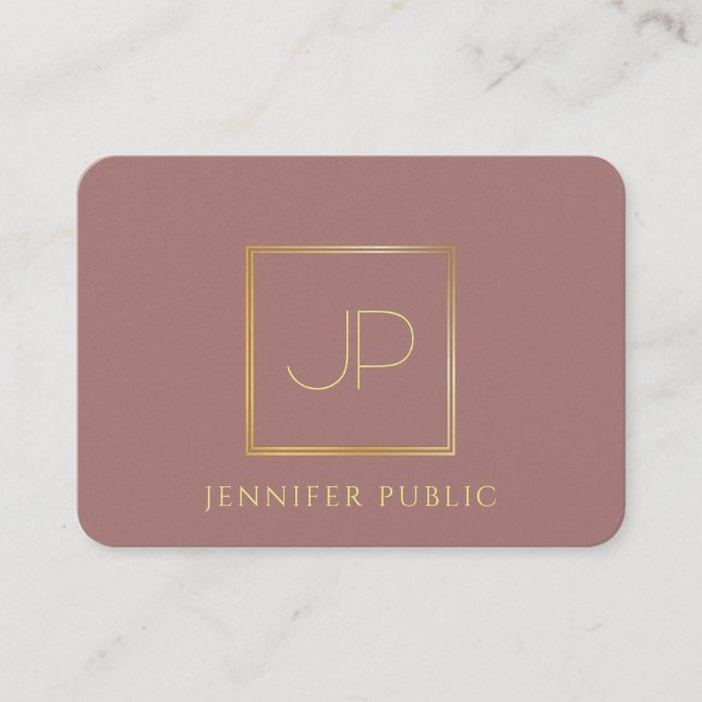 Cartão De Visita Monograma Dourado profissional, Modelo moderno lux (Frente)