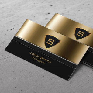 Cartão De Visita Monograma Dourado real do protetor do engenheiro