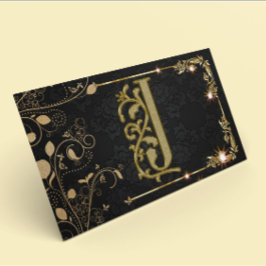 Cartão De Visita Monograma Dourado Sparkle Preto