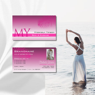 Cartão De Visita Monograma e Foto de Folha de Pálpebra, com Gradien