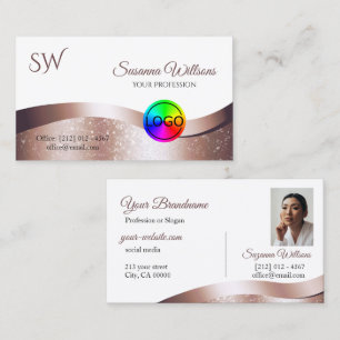 Cartão De Visita Monograma e foto do logotipo branco do Decor Doura