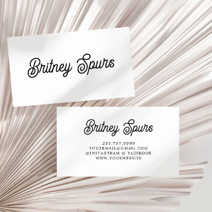 Cartão De Visita Monograma e Nome Personalizados de Branco Preto Mo