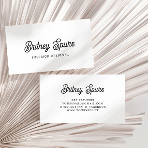 Cartão De Visita Monograma e Nome Personalizados de Branco Preto Mo