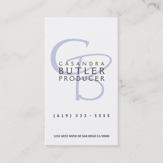 Cartão De Visita Monograma Elegante (Frente)