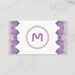 Cartão De Visita Monograma elegante, ametista violeta de dois tons