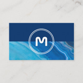 Cartão De Visita Monograma elegante, cristal azul profundo com duas