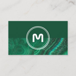 Cartão De Visita Monograma elegante de duas cores em cristal verde 