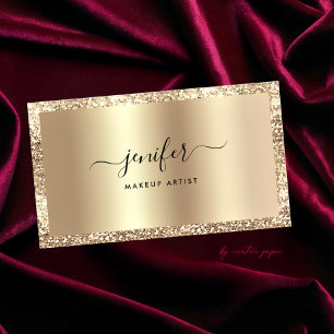 Cartão De Visita Monograma Elegante de Frame Dourado de Luxo