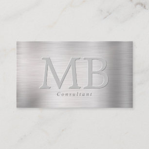 Cartão De Visita Monograma Elegante DIY, Aço Escovado