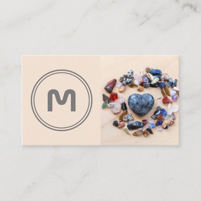 Cartão De Visita Monograma elegante, duas joias de cristal (Frente)